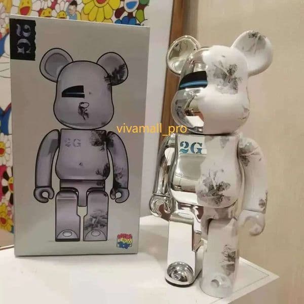 wholesale Novelty Items Bearbricks 400% 1000 Cyberpunk Daft Punk Joint Bright Face Violation Collection Decorated Grizzly Bear Statue Mo2403
