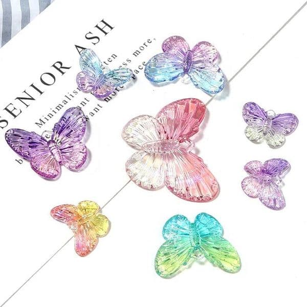 10-40Pcs Acrylic Butterfly Decoration Colorful Transparent Loose Spacer Beads For DIY Making Bracelet Necklace Accessory