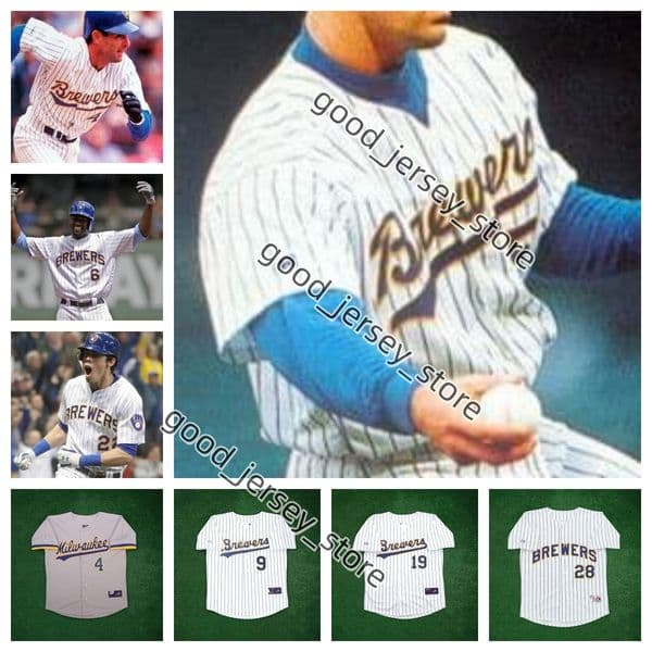 Milwaukee Brewerss Throwback baseball jersey Hank Aaron Gary Sheffield Ryan Braun Bob Uecker Prince Fielder Robin Yount Paul Molitor SURHOFF CHRISTIAN YELICH 22