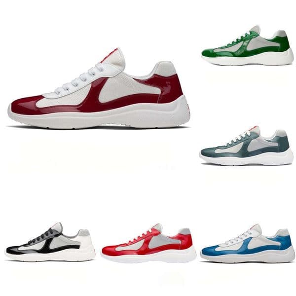 designer Americas Cup Men's Casual Runner Women Sports Men Rubber Sole Fabric Patent Leather Thick Sole Breathable Unisex Low-top Shoes