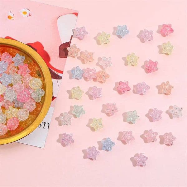 11X11mm 30Pcs Acrylic Cracked Star Shaped Beads For Jewellery Making Supplies Necklace Bracelets Craft DIY Accessories