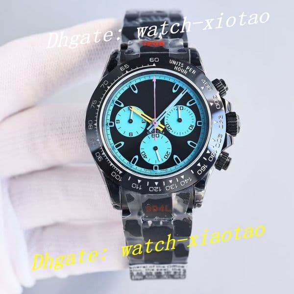 Super Factory Mens Watch 40mm Perpetual Cosmograph Black PVD Coated Blue Dial CAL.4130 Movement Mechanical Automatic Men's Wristwatch Gift Box