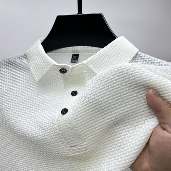 Designer European and AmericanHigh-End Mesh Ice Silk Short Sleeve T-Shirt Men's Shirt Summer Solid Color New Slip Material