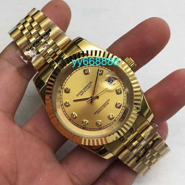Luxury Watch Tooth Ring Gold Single Calendar DJ Automatic Mechanical Watch Model Mechanical Watch WYB