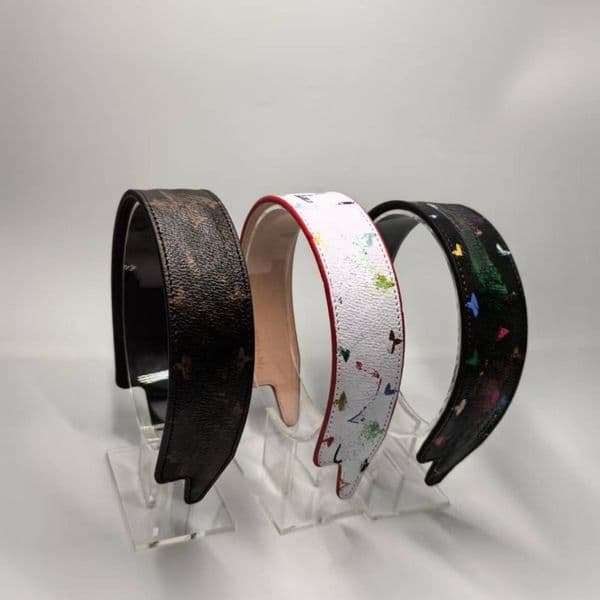 Luxury Letter Headband Genuine Leather Headband for Women New Designer Printed Classic Hair Accessories High Quality Gift with Box