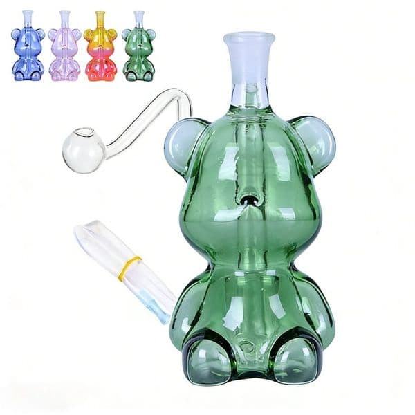 Travel Cute Lovely Colorful glass oil burner bong pipe Thick heady mini portable water bong hookah for smoking with 10mm male oil banger bowl and silicone hose