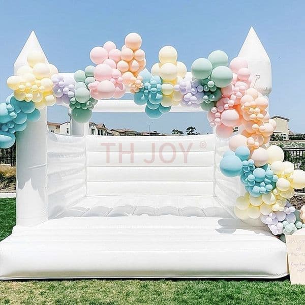 Free delivery Outdoor activities Commercial adults kids inflatable white wedding bouncy castle birthday anniversary party bouncer house