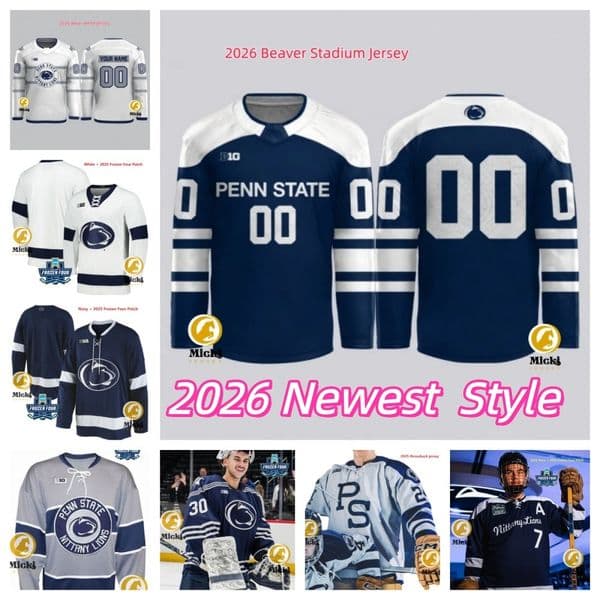 Ryan Kirwan Ben Schoen Penn State 2026 Hockey Jersey 18 Aiden Fink 33 Lev Katzin Ben Copeland Kenny Johnson Chase McLane Ture Linden Penn State Nittany Lions Jerseys