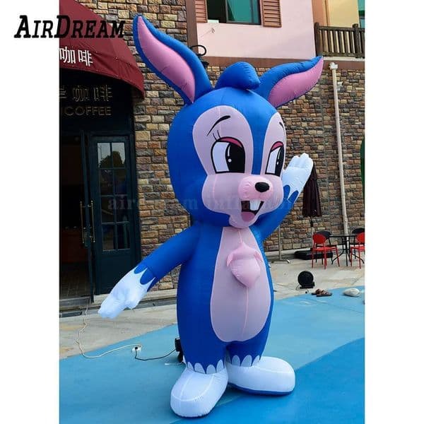 Wholesale Custom Blue Cute Inflatable Rabbit Cartoon Advertising animal Model for Easter decoration 89551