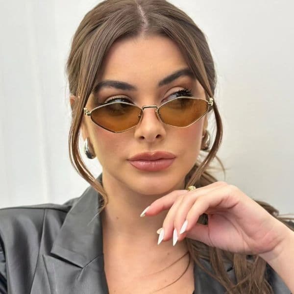 Free Shipping Fashion Rhombus For Women New Small Frame Metal Style Sunglasses