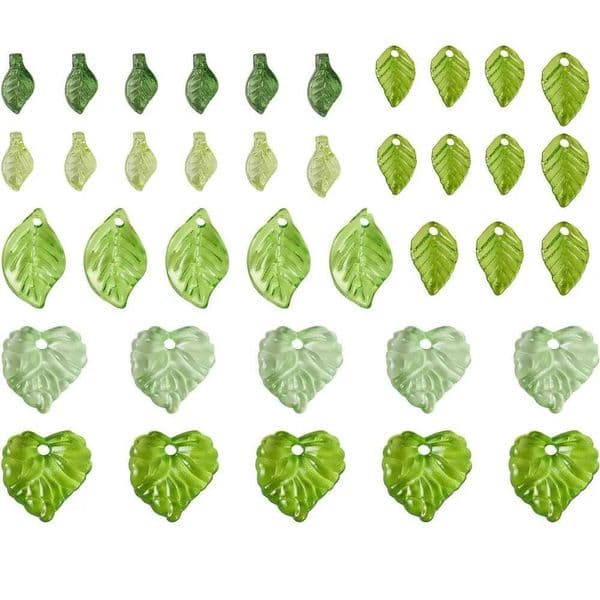 50/100Pcs Acrylic Green Leaf Spacer Charms Beads For DIY Pendant Keychain Necklace Bracelet Jewelry Making Crafts Accessories