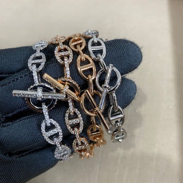 18K Gold Plated Bracelet OT Buckle Link Chain Bracelet Bangle Luxury Designer Open Cuff Bracelet Full Diamond Fashion Versatile Pig Nose Style Jewelry for Women