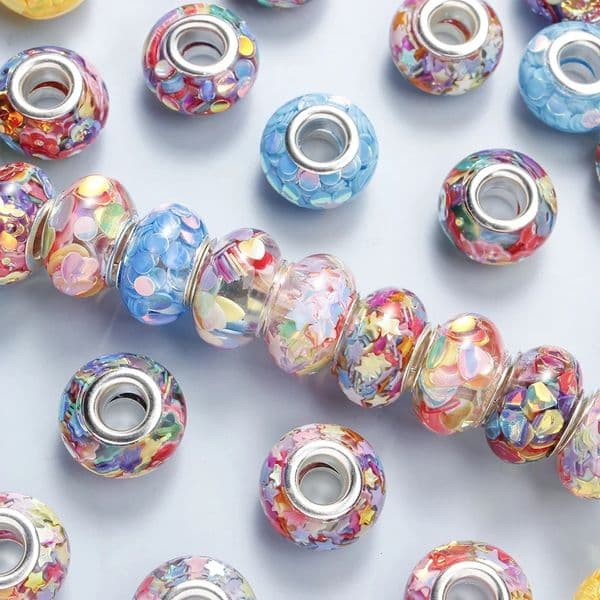 20Pcs 914Mm Sequin Large Hole Colorful Acrylic Spacer Beads For Bracelet Necklace Diy Keychains And Home Decor
