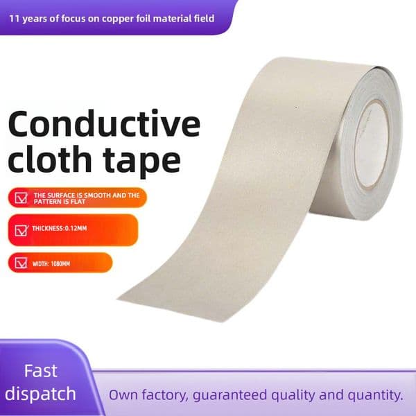 Conductive fabric tape, plain weave, single or double-sided adhesive, high-viscosity, anti-radiation, anti-EMI interference, electromagnetic shielding,