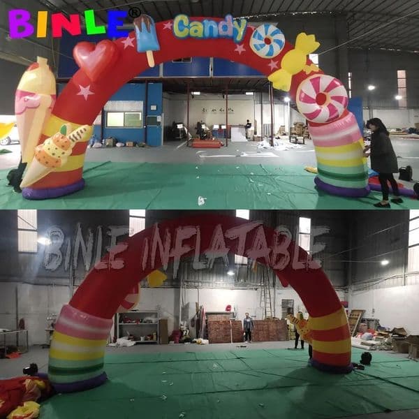Christmas decoration sweet inflatable candy arch Xmas entrance archway for outdoor party