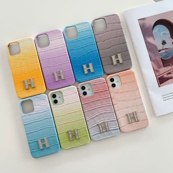 Designer Luxury Faux Crocodile Phone Case For Apple Iphone 17 16 Pro Max 15 14 Plus 13 Mini 12 11 X XR XS 8 7 PU Leather Letter H Hard Shell Protective Cover