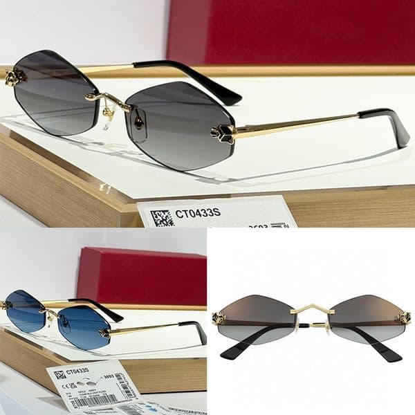 Designer Sunglasses Fashion Metal Rimless Polygons Eyewear 0433 Women Men Luxury Sunglasses Outdoor Goggles UV400 Glasses With Box