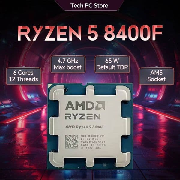 NEW AMD Ryzen 5 8400F 65W 4NM L316M 42GHz 6-Core 12-Thread R5 8400F Gaming Processor DDR5 Socket AM5 But No Fan