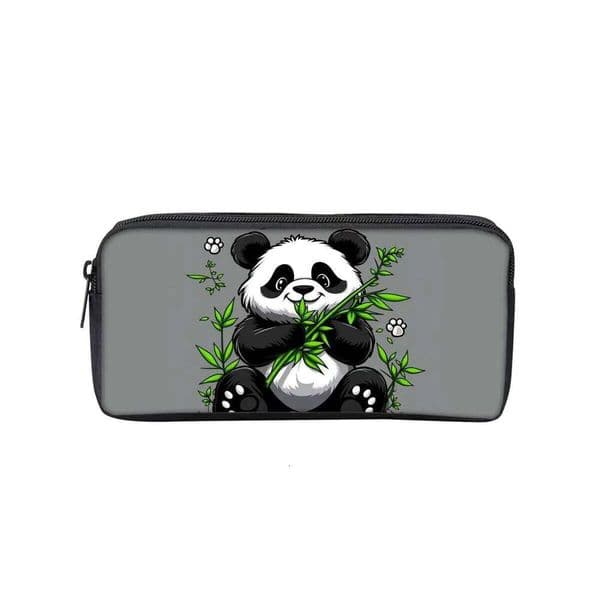 Panda Bamboo Print Single Layered Case Boy/Girls Best Gifts 2D Flat Cartoon School Supplies Pencil Pouch for Children