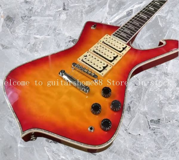 New Model Ice Man Six-String Electric Guitar with Cs Three-Pickup Sound System, Three Humbuckers, and Gold Bridge Tailpiece #N7852358
