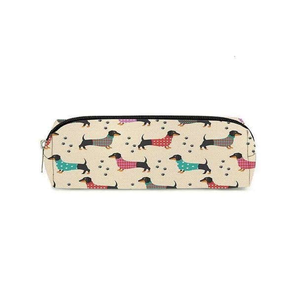 Dachshund Single Layer Printed Pencil Case Boy and Girls Best Gifts 2D Flat Cartoon School Supplies Pen Bag for Children