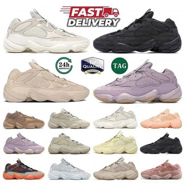2026 New Designer 500 Sneakers 500 Breathable Mesh Running Shoes EVA Cushioned Casual Running Shoes Grey White Desert Yellow Lavender Purple Darth Vader Bone White