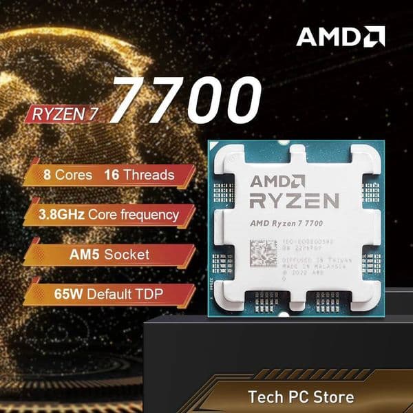 NEW AMD Ryzen 7 7700 38GHz L332M Processor 65W 8-Core 16-Thread R7 7700 Socket AM5 5NM DDR5 but No Fan