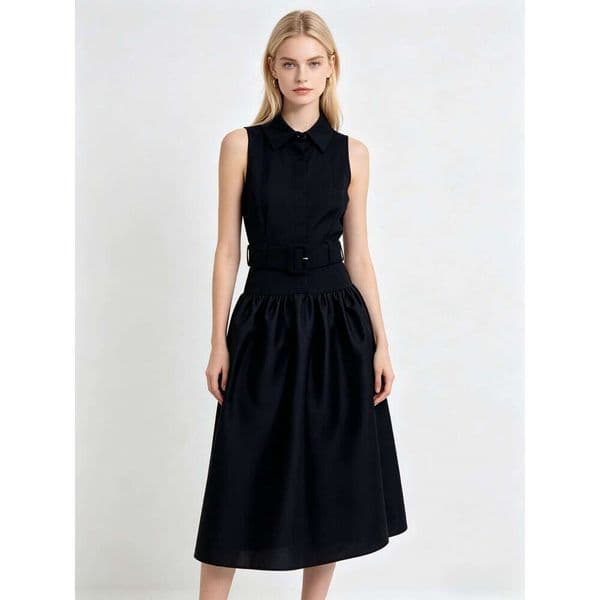 Autumn new elegant and luxurious high-end knitted spliced long vest dress, equipped with a lapel and A-line skirt