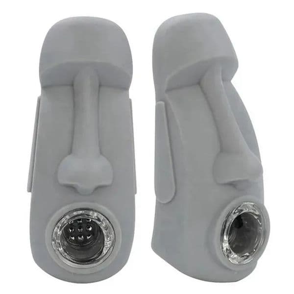Latest Silicone Stone Figure Style Smoking Pipe Herb Tobacco Oil Rigs Glass Porous Hole Filter Bowl Portable Handpipes Smoking Tax Duty Free HJ