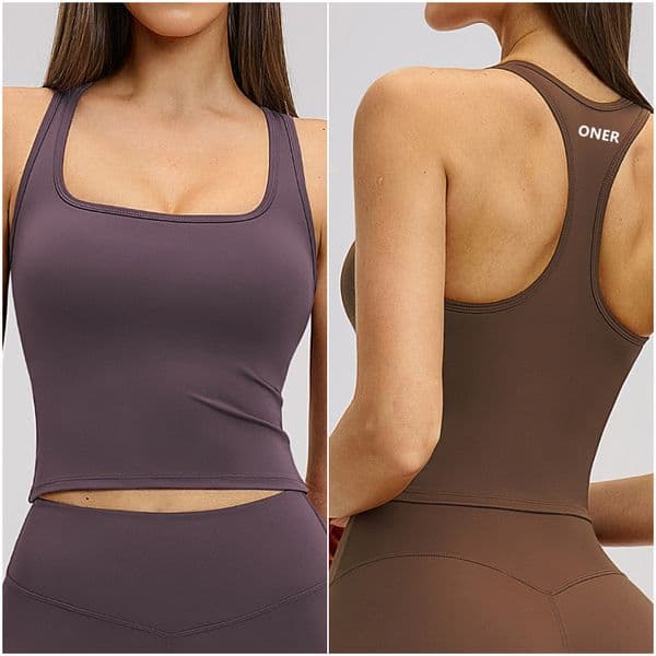8819 ONER ACTIVE Women Vest Yoga Outfit Sleeveless Pilates Close-fitting Running Gym Exercise Fitness Racerback Vests Jogging Sportswear With Pad