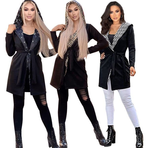 Womens Fashion Casual Elegant Lapel Slim Fit Tie Windbreaker Jacket Premium Cotton Material