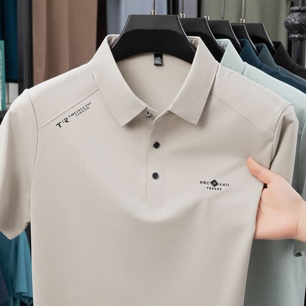 Ice Silk Designer T-shirt Breathable Thin Men's T-shirt New Summer Style Hoodie Trendy And Versatile Loose Fit Polo Light Luxury High-end Feel Men's Polo Shirt