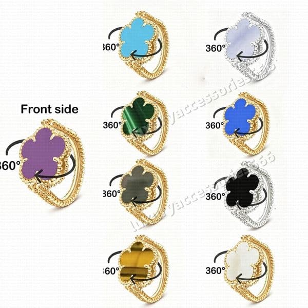 for woman designer jewelry gold rings charm size 6 7 8 9 different side 15mm clover engagement diamond ring gifts red agate turquoise wedding