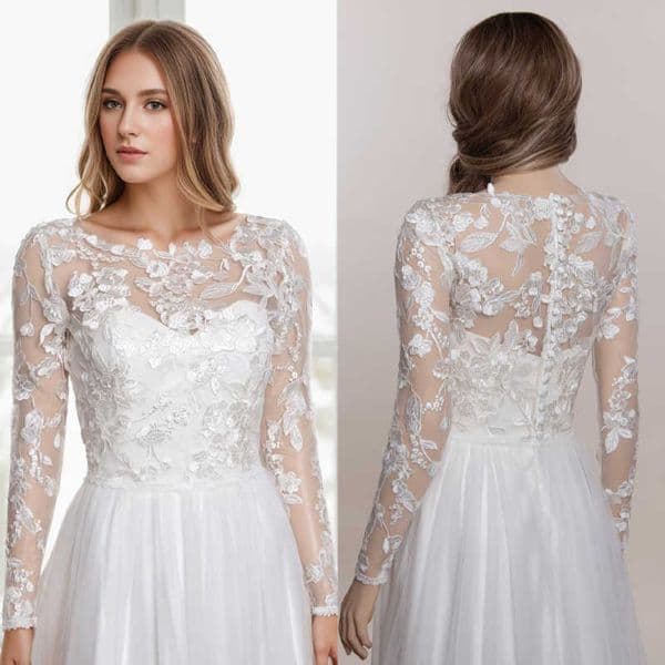 Nice-looking Wedding Jacket Bridal Bolero Long Sleeve Appliques Bridal Shawl Customized Wedding Accessories