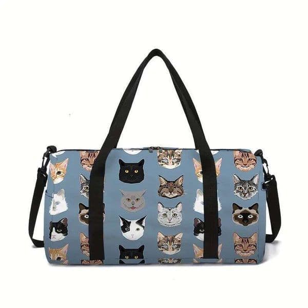 Cat Head Large Capacity Luggage Boy and Girls Best Gifts 2D Flat Cartoon Travel Duffels Hand Bag for Children