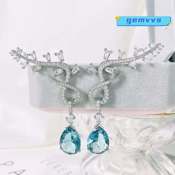Creative Fashionable Antler Vine Drop-Shaped European And American Micro-Inlaid Moissanite Earrings Trendy Jewelry Factory Wholesale Jewelry