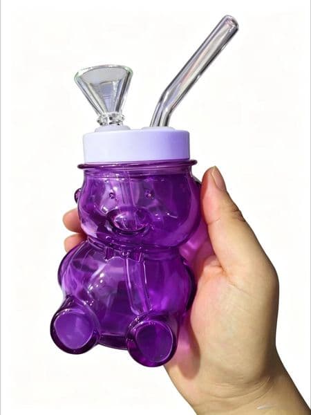 Portable Cute Bear Hookah Glass tobacco Bongs pipe Thick heady Glass Smoking Pipes colorful mini multi-colors Hand Pipes with Removable smoking bowl