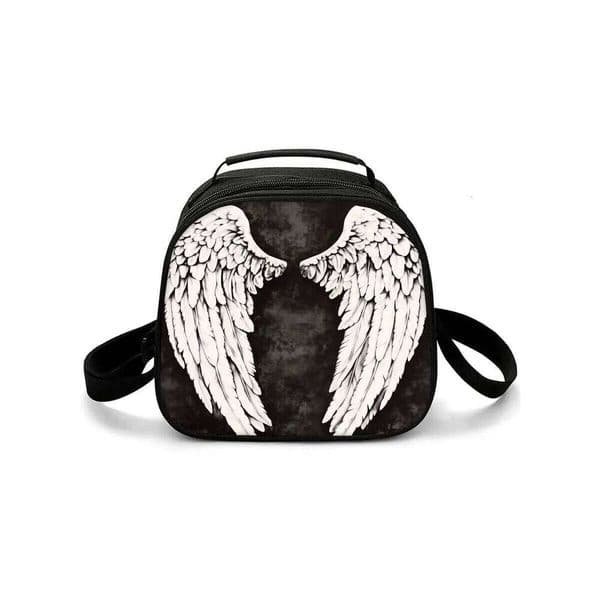 Angel Wings Print Shoulder Strap Insulated Lunch Bag Eco-Friendly Waterproof Thermal Cooler Reusable Student Bento Food