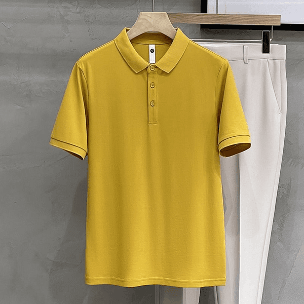 2026 New Men's Slim Fit Polo Shirt Striped Collar Short Sleeve Tee Business Office Daily Wear Casual Outdoor Golf Apparel