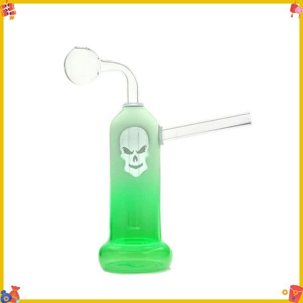 Wholesale Skull Rainbow Colorful Glass Oil Burner Bubblers Pipes Straight Hand Pipe Mini Hookah Smoking Water Glass Bongs with Removable oil banger bowl