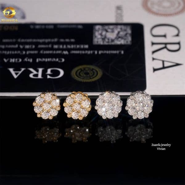 High Quality Pass Diamond Tester Sterling Silver 925 Fine Jewelry Earrings Moissanite Hip Hop Earrings Mens Moissanite Earrings