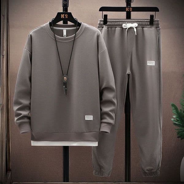 Designer T-shirt Waffle Long Sleeve Hoodie Set Men's Shirt Casual Polo Outfit Spring Autumn Y Solid Color Loose Fit Autumn T-shirt