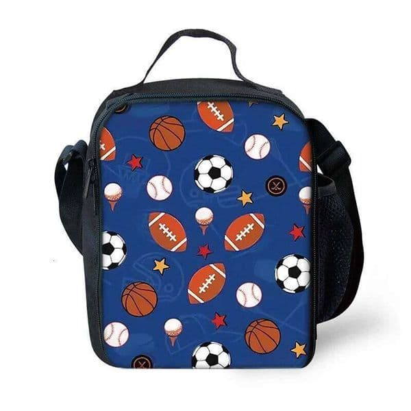 Various Balls Shoulder Strap Insulated Box Cartoon For Boy/Girls Best Gifts Student Waterproof Lunch Bag Picnic