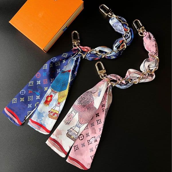 Designer hot air balloon Portable Silk Scarf Chain 11styles Designer Key Chain Bag Charm Luxury Purse Charm Silk Charm Keychains Luxury Bag Chain Accessories Gift