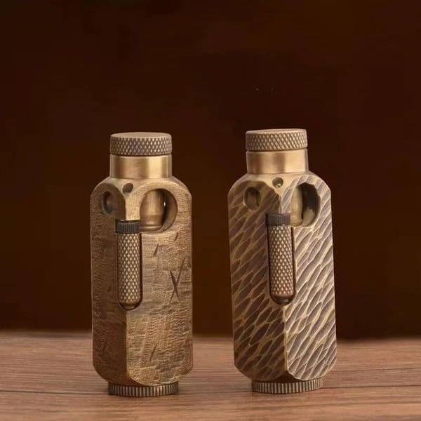 Hand-Made Brass Carved Trench Lighter Flamidor Heavy Vintage Lighters Men's Smoking Gifts Collection