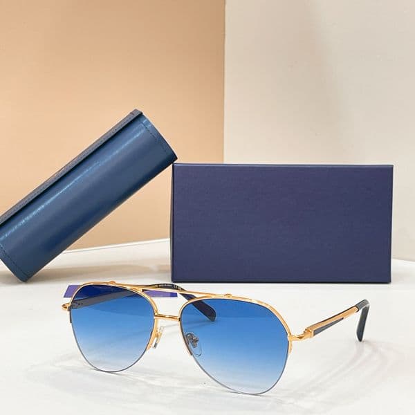 Sunglasses Men Women Fashion 61S Summer Designer Stylish High Street Catwalk Style Anti Ultraviolet UV400 Plate Oval Half Frame Glasses Random Box