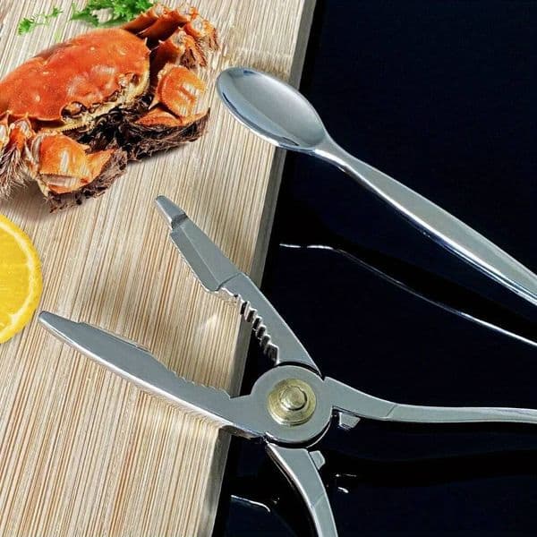 Stainless Steel Seafood Tool Set - Easy Meat Picker Includes Crab Crackers Picks Spoons Lobster Clamp Pliers for Kitchen ddmythur