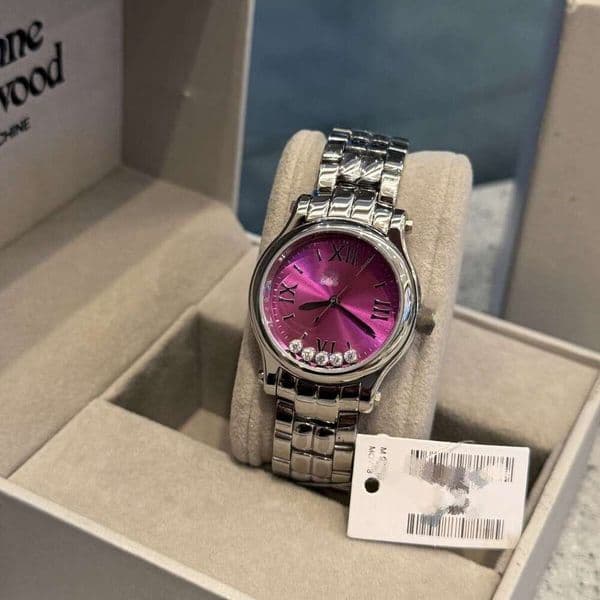 chopardwatch woman luxury designer Happy diamonds chopardwristwatch Series Flowing Rotating Diamond Fashion Versatile Leather Steel Strap Women's Watch