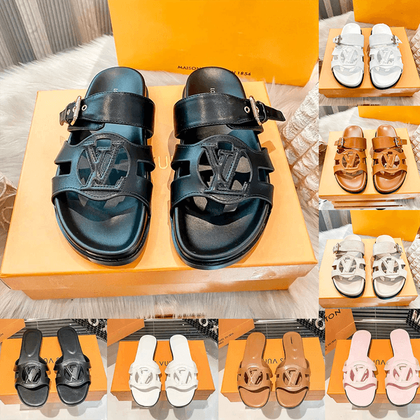 Designer sandals, women slippers, rubber women summer mules, outdoor classic flat sandals, fashionable sandals, metal buckle, versatile for commuting,high quality 6789