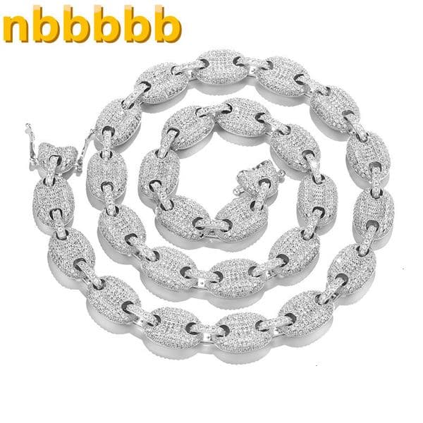 VVS Moissanite Diamond Cuban Link Chain Iced Coffee Bean Pig Nose Choker Necklace Tibetan Silver Gold Plated Fashion Chains